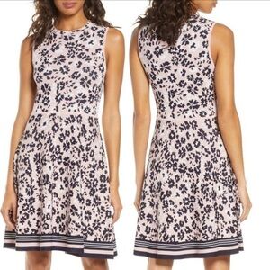 Eliza J Jacquard Knit Fit Flare Dress Size L